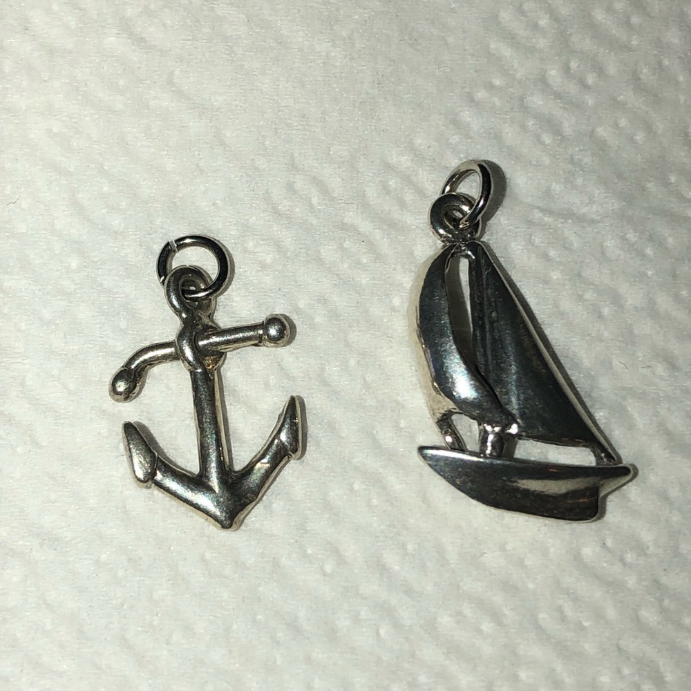 Vintage Sterling Silver Sailboat & Anchor Charms
